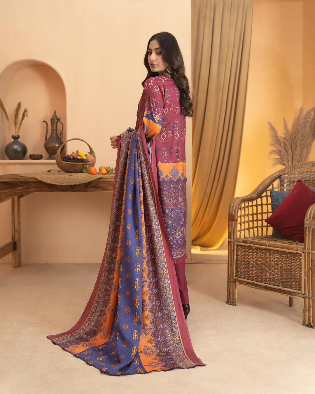 MUNIRA EMBROIDERED DHANAK READYMADE 3-pcs MSL 02 (STITCHED)