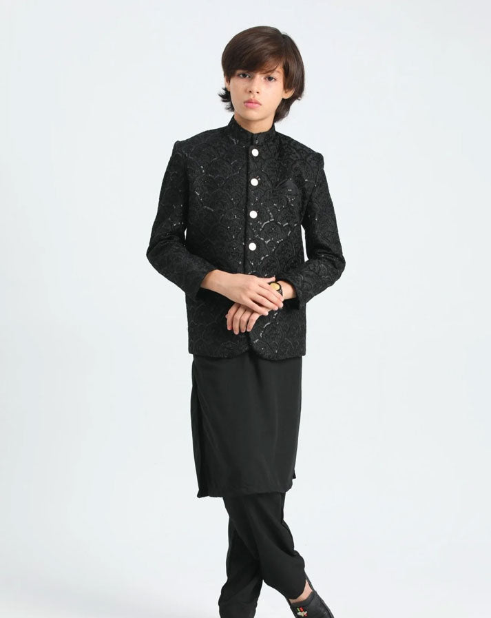 All Black Sequin Embroided - Festive 3PC