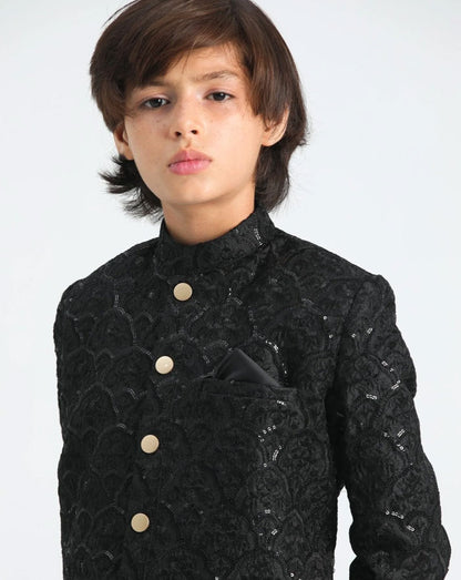 All Black Sequin Embroided - Festive 3PC