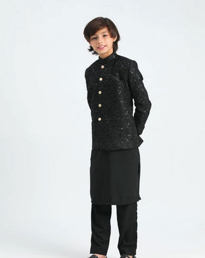 All Black Sequin Embroided - Festive 3PC