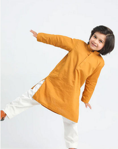 Mustard Cotton Kurta Trouser