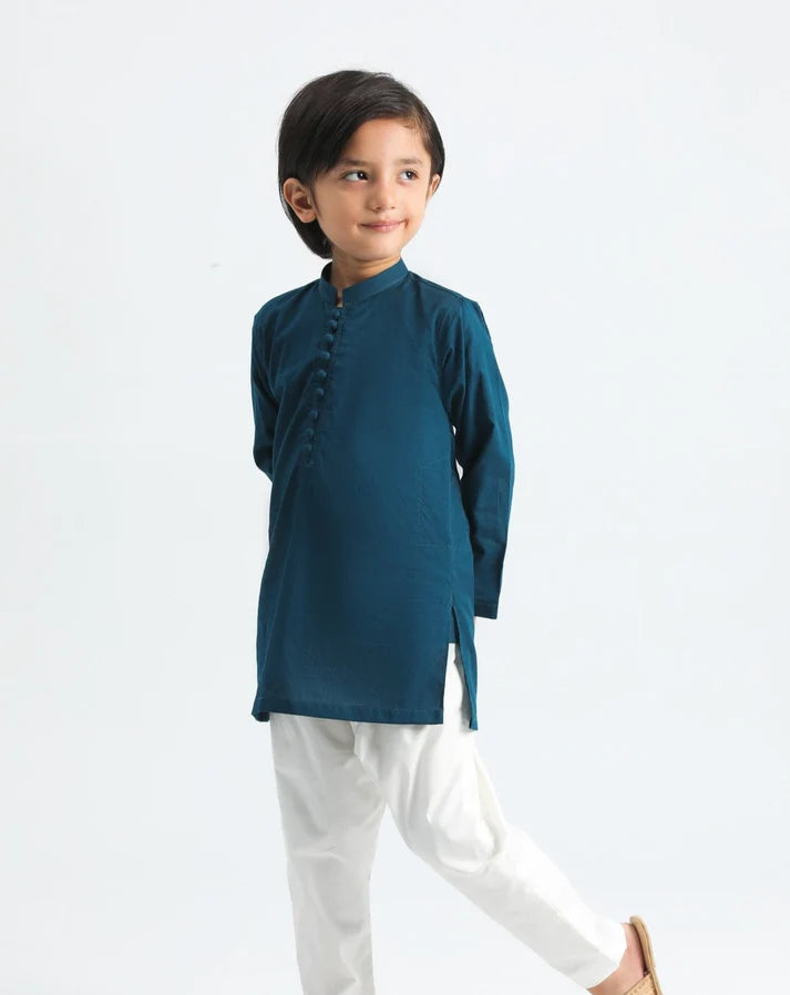 French Blue Cotton Kurta Trouser