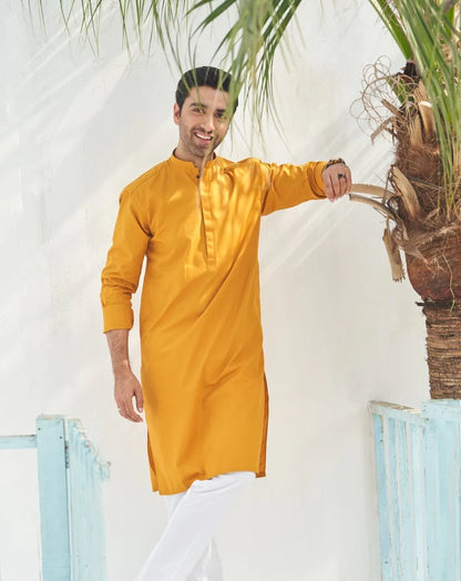 Mustard Cotton Kurta Trouser