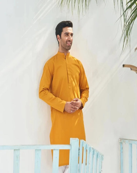 Mustard Cotton Kurta Trouser