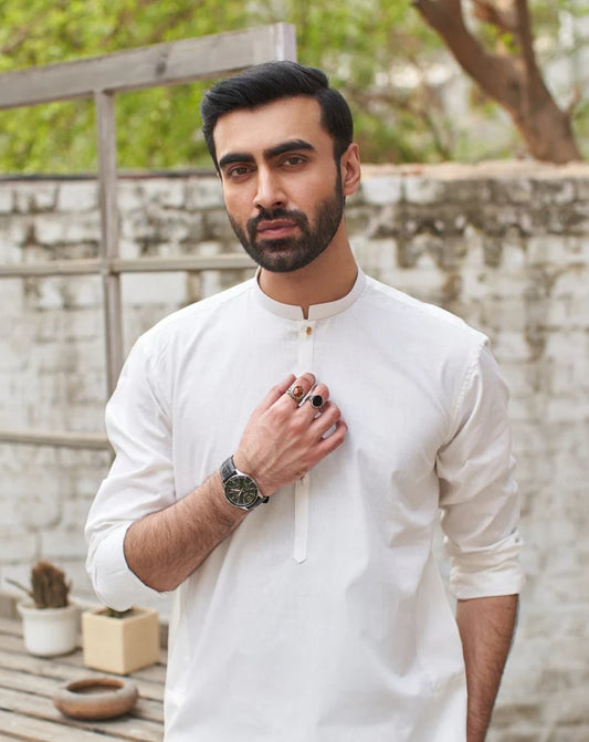 Off White Cotton Kurta Trouser