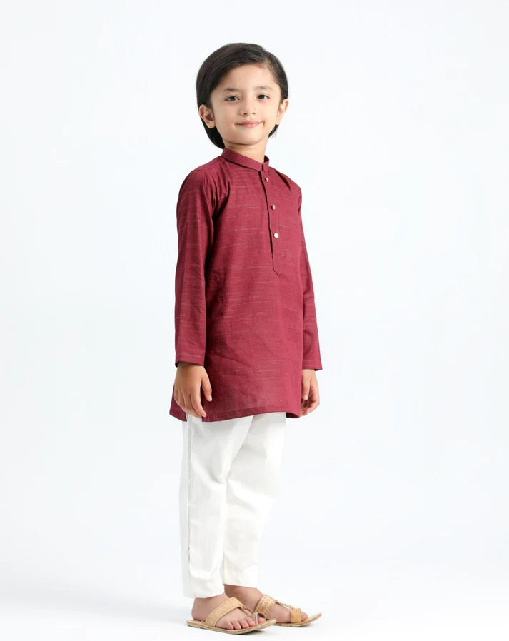 Wine Cotton Kurta Trouser